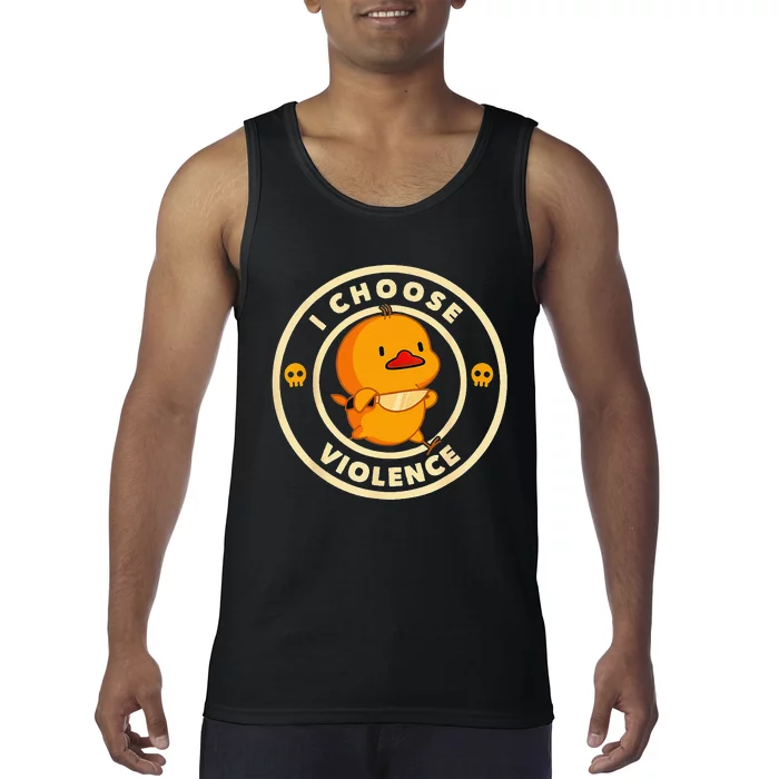 I Choose Violence Funny Duck Lover Sarcasm Humor Tank Top