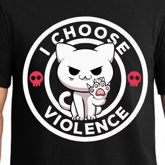 I Choose Violence Today Cat Irony And Sarcasm Funny Cat Pajama Set