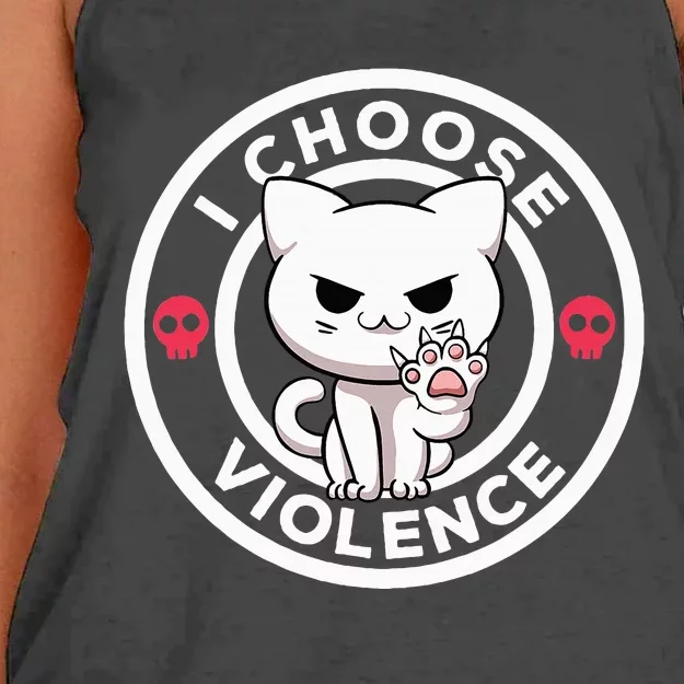 I Choose Violence Today Cat Irony And Sarcasm Funny Cat Women's Knotted Racerback Tank