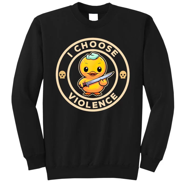 I Choose Violence Funny Cute Duck Holding Knife Sweatshirt