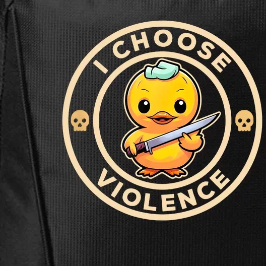 I Choose Violence Funny Cute Duck Holding Knife City Backpack