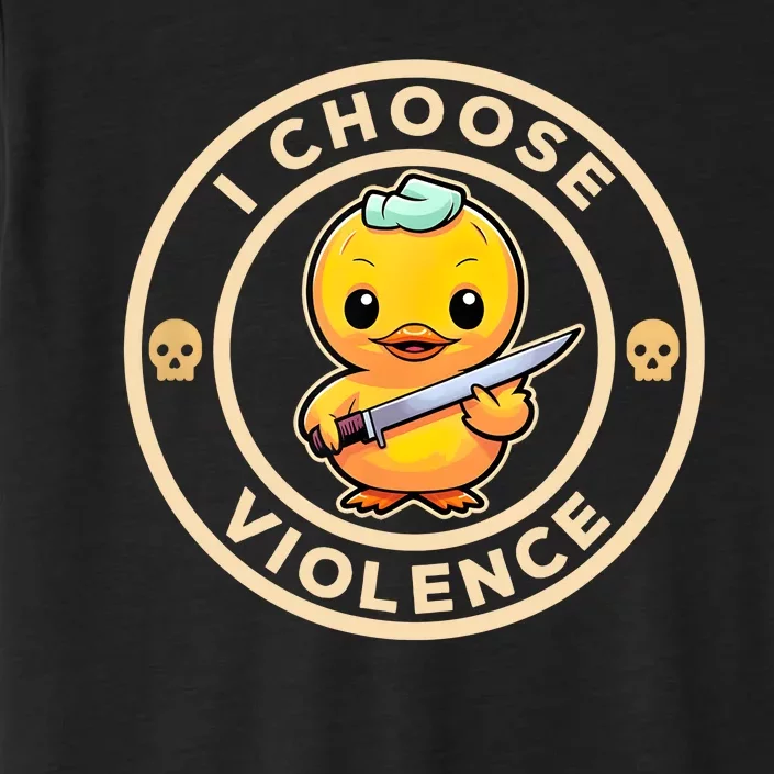 I Choose Violence Funny Cute Duck Holding Knife ChromaSoft Performance T-Shirt