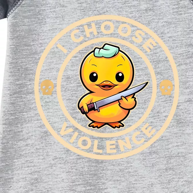 I Choose Violence Funny Cute Duck Holding Knife Infant Baby Jersey Bodysuit