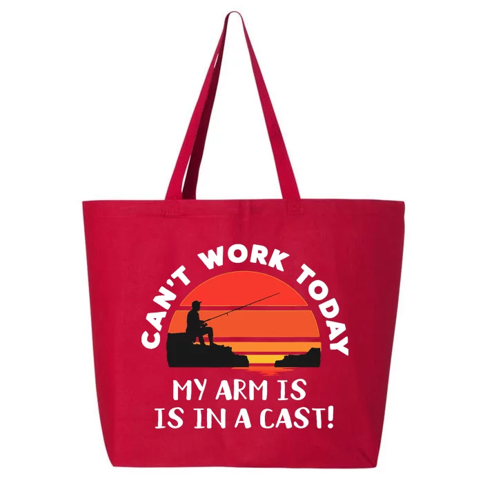 I Cant Work Today My Arm Is In A Cast Sunset Fishing Joke 25L Jumbo Tote