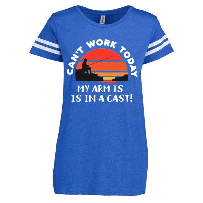 I Cant Work Today My Arm Is In A Cast Sunset Fishing Joke Enza Ladies Jersey Football T-Shirt