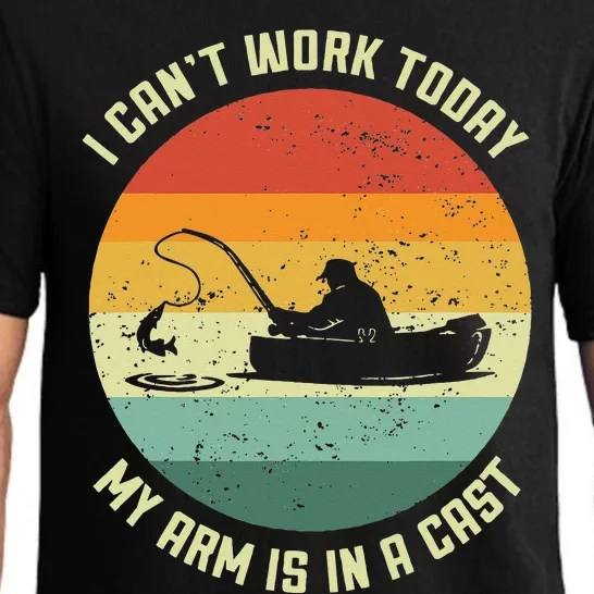 I Cant Work Today My Arm Is In A Cast Fishing Fathers Day Pajama Set