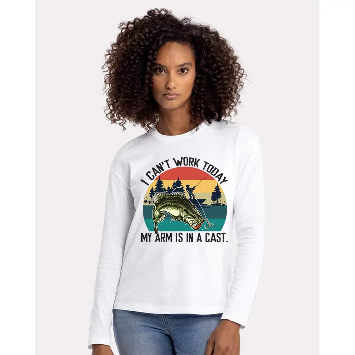 I Cant Work Today My Arm Is In A Cast Fishing Vintage Womens Cotton Relaxed Long Sleeve T-Shirt