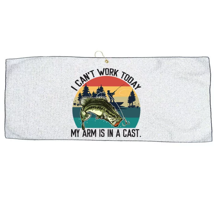 I Cant Work Today My Arm Is In A Cast Fishing Vintage Large Microfiber Waffle Golf Towel