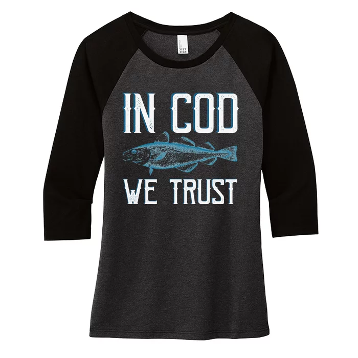 In COD We Trust Funny Fishing Portuguese Pride Women's Tri-Blend 3/4-Sleeve Raglan Shirt