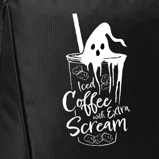 Iced Coffee With Extra Scream Halloween Ghost Spooky Gift City Backpack