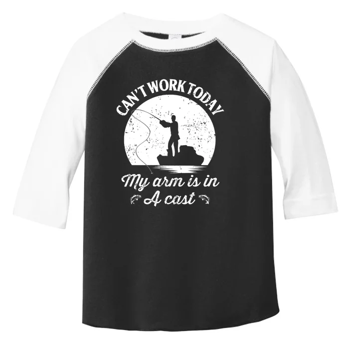 I Cant Work Today My Arm Is In A Cast Funny Fishing Toddler Fine Jersey T-Shirt