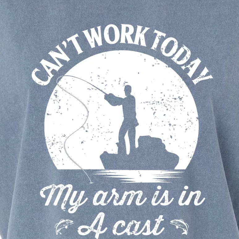 I Cant Work Today My Arm Is In A Cast Funny Fishing Garment-Dyed Women's Muscle Tee