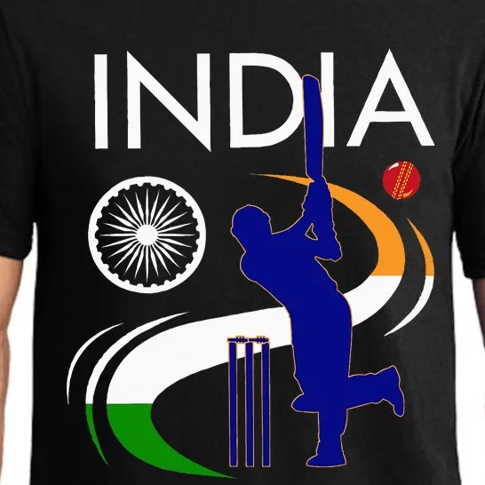 India Cricket With Indian Flag Brush Stroke Pajama Set