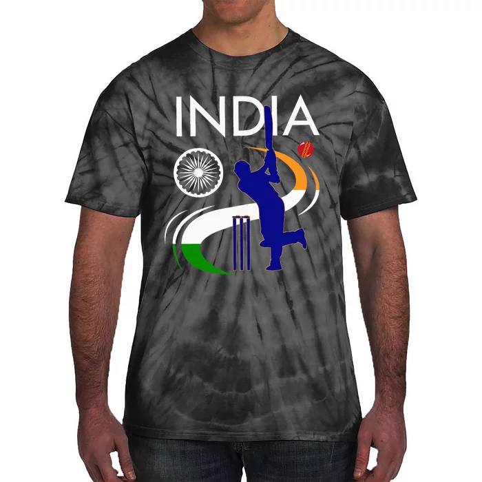 India Cricket With Indian Flag Brush Stroke Tie-Dye T-Shirt