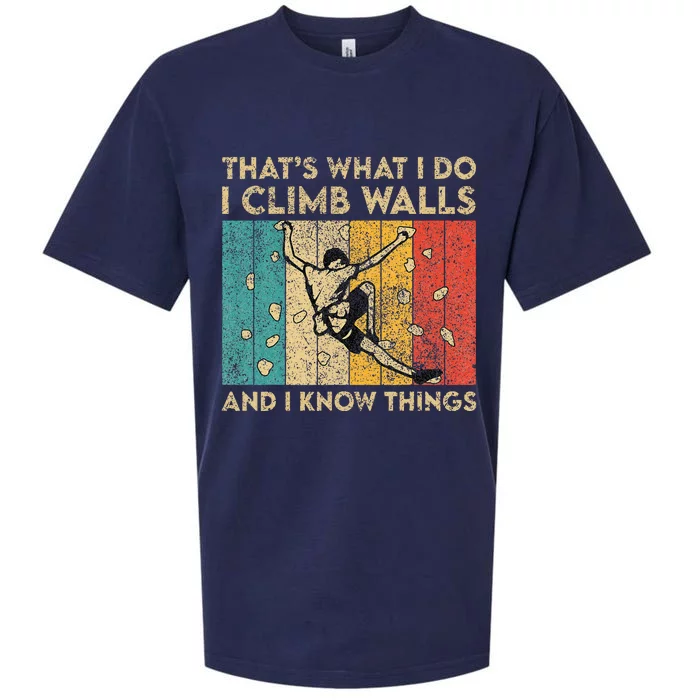 I Climb Walls And I Know Things Funny Rock Climbing Boulder Sueded Cloud Jersey T-Shirt