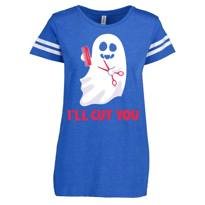 I'll Cut You Halloween Boo Hocus Pocus Halloween Day Enza Ladies Jersey Football T-Shirt