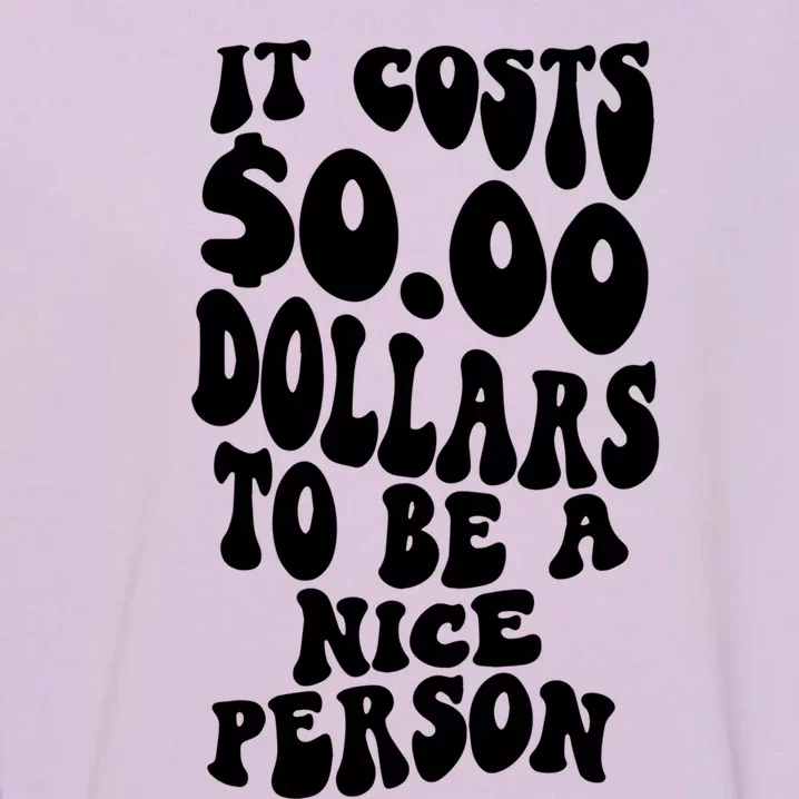 It Costs Zero Dollars To Be A Nice Person Trendy Costume Funny Gift Garment-Dyed Sweatshirt