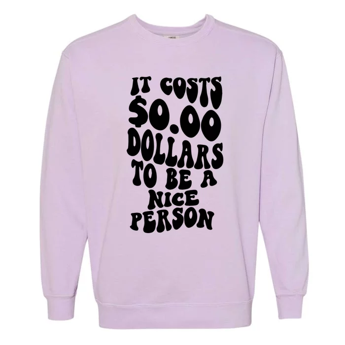 It Costs Zero Dollars To Be A Nice Person Trendy Costume Funny Gift Garment-Dyed Sweatshirt