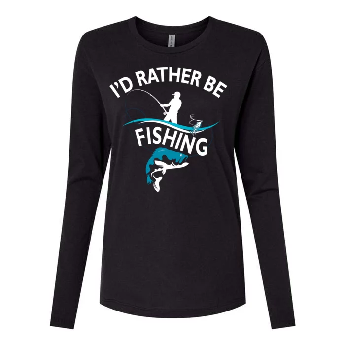 I'd Rather Be Fishing Womens Cotton Relaxed Long Sleeve T-Shirt