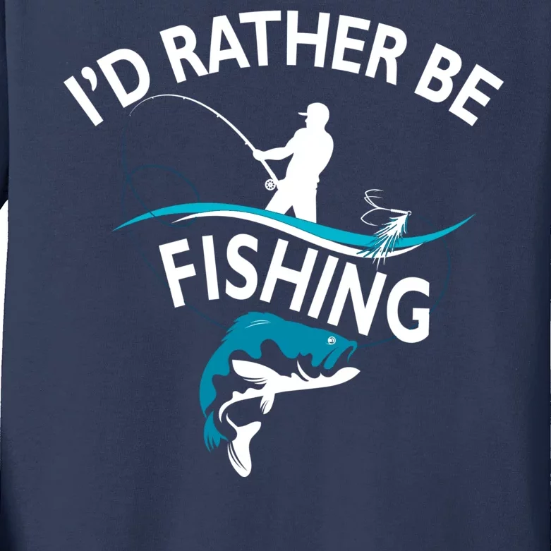 I'd Rather Be Fishing Kids Long Sleeve Shirt