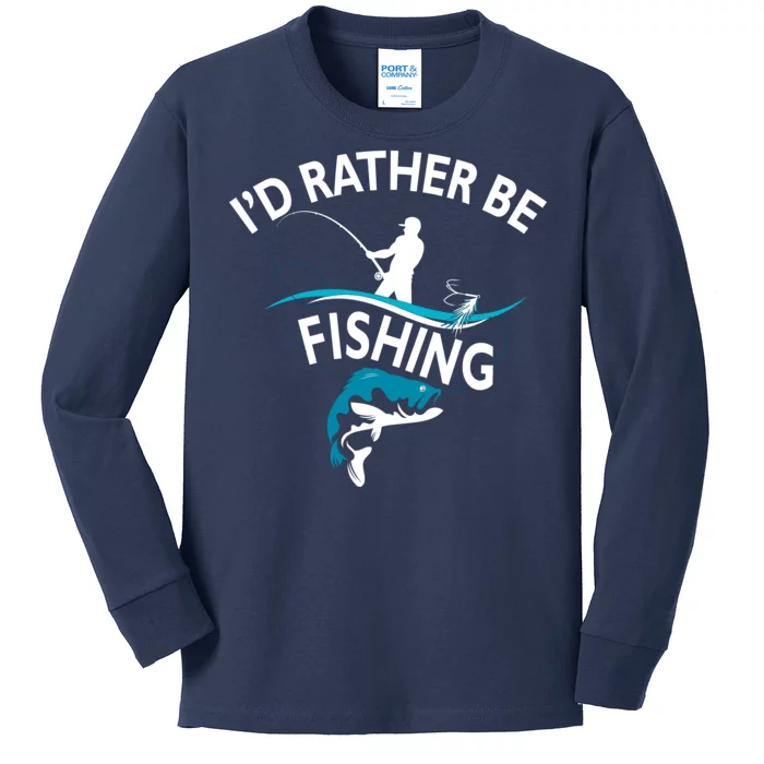 I'd Rather Be Fishing Kids Long Sleeve Shirt