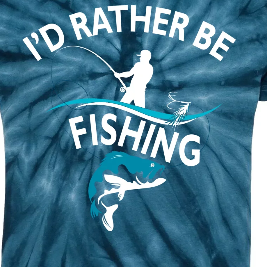 I'd Rather Be Fishing Kids Tie-Dye T-Shirt