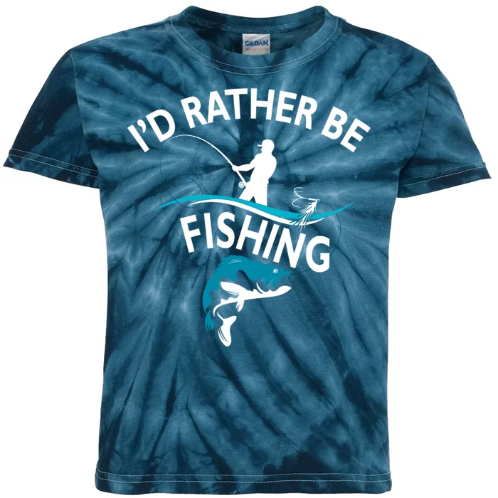 I'd Rather Be Fishing Kids Tie-Dye T-Shirt