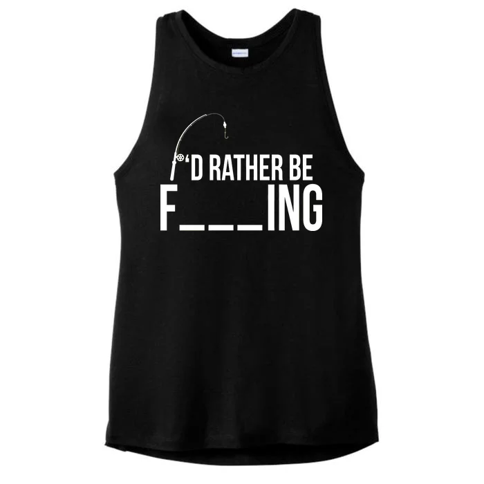 I'd Rather Be Fishing Funny Fisherman Ladies Tri-Blend Wicking Tank