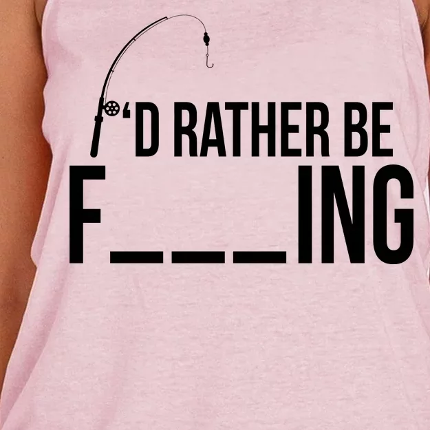 I'd Rather Be Fishing Funny Fisherman Women's Knotted Racerback Tank