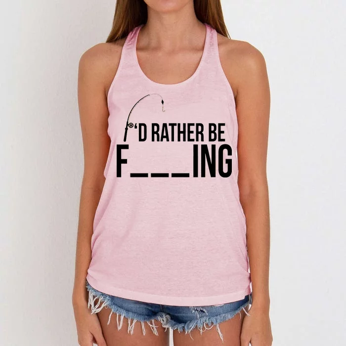 I'd Rather Be Fishing Funny Fisherman Women's Knotted Racerback Tank