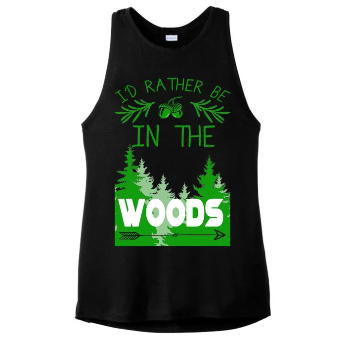 I'd Rather Be In The Woods Funny Hiking Ladies Tri-Blend Wicking Tank