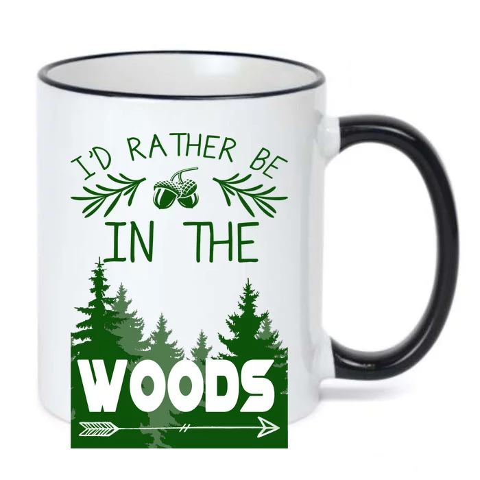 I'd Rather Be In The Woods Funny Hiking Black Color Changing Mug