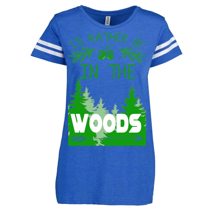 I'd Rather Be In The Woods Funny Hiking Enza Ladies Jersey Football T-Shirt