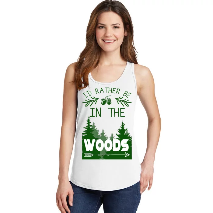 I'd Rather Be In The Woods Funny Hiking Ladies Essential Tank