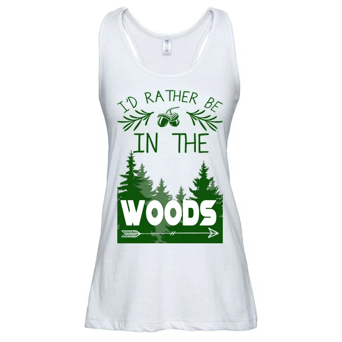 I'd Rather Be In The Woods Funny Hiking Ladies Essential Flowy Tank