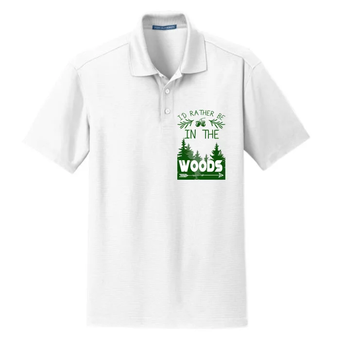 I'd Rather Be In The Woods Funny Hiking Dry Zone Grid Performance Polo