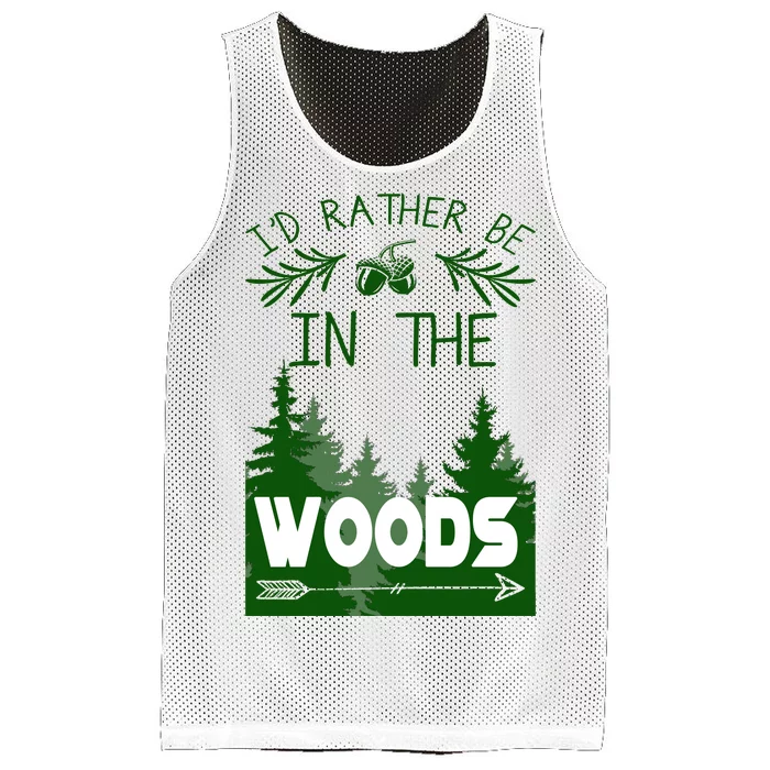 I'd Rather Be In The Woods Funny Hiking Mesh Reversible Basketball Jersey Tank