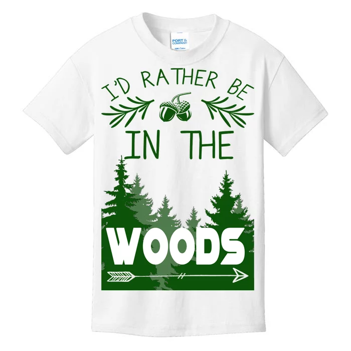 I'd Rather Be In The Woods Funny Hiking Kids T-Shirt