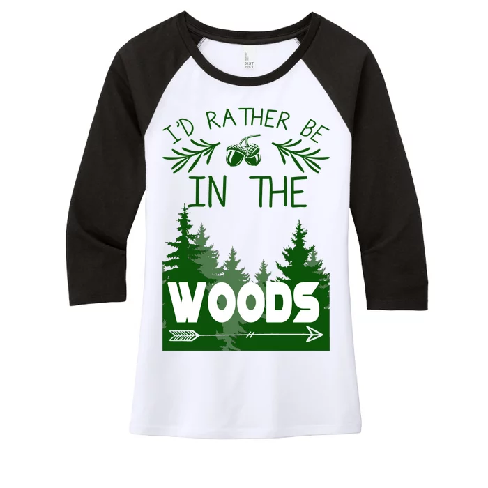 I'd Rather Be In The Woods Funny Hiking Women's Tri-Blend 3/4-Sleeve Raglan Shirt