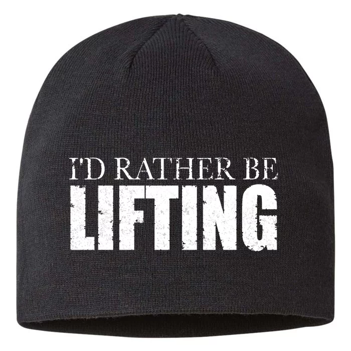 I'd Rather Be Lifting Funny Workout Gym 8 1/2in Sustainable Knit Beanie