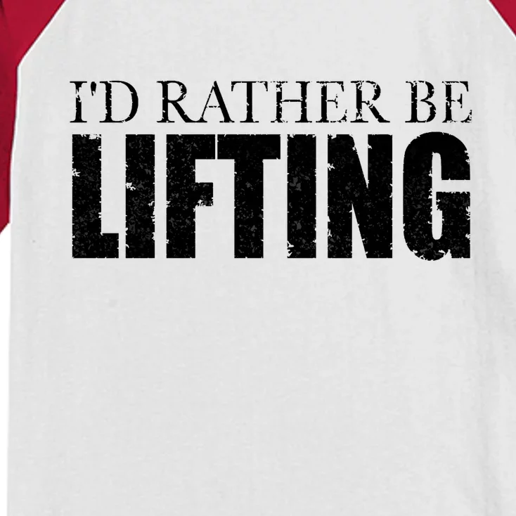 I'd Rather Be Lifting Funny Workout Gym Kids Colorblock Raglan Jersey