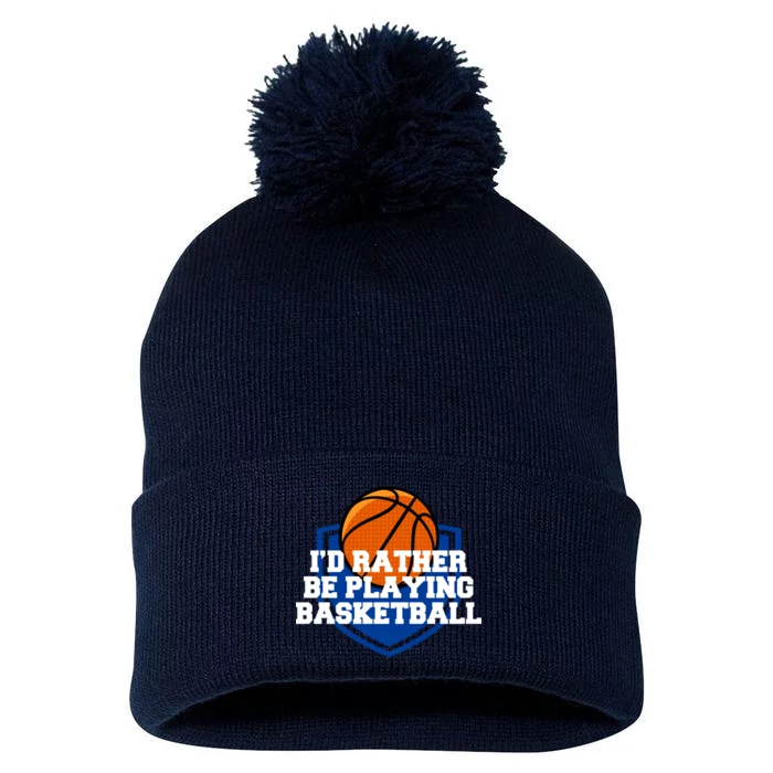 I'd Rather Be Playing Basketball Pom Pom 12in Knit Beanie