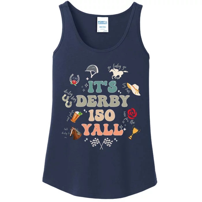 ItS Derby 150 Yall 150th Horse Racing Ky Derby Day Vintage Ladies Essential Tank