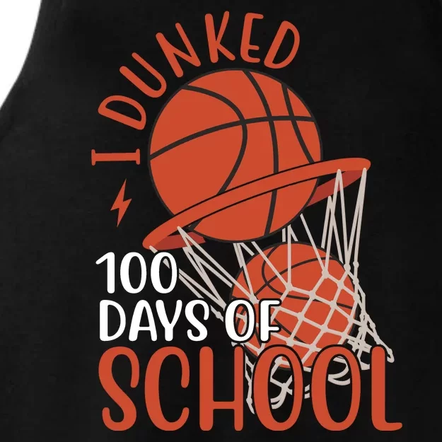 I Dunked 100 Days Of School Basketball Ladies Tri-Blend Wicking Tank