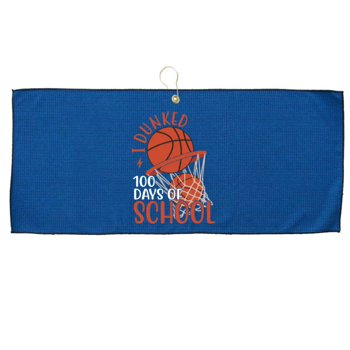 I Dunked 100 Days Of School Basketball Large Microfiber Waffle Golf Towel