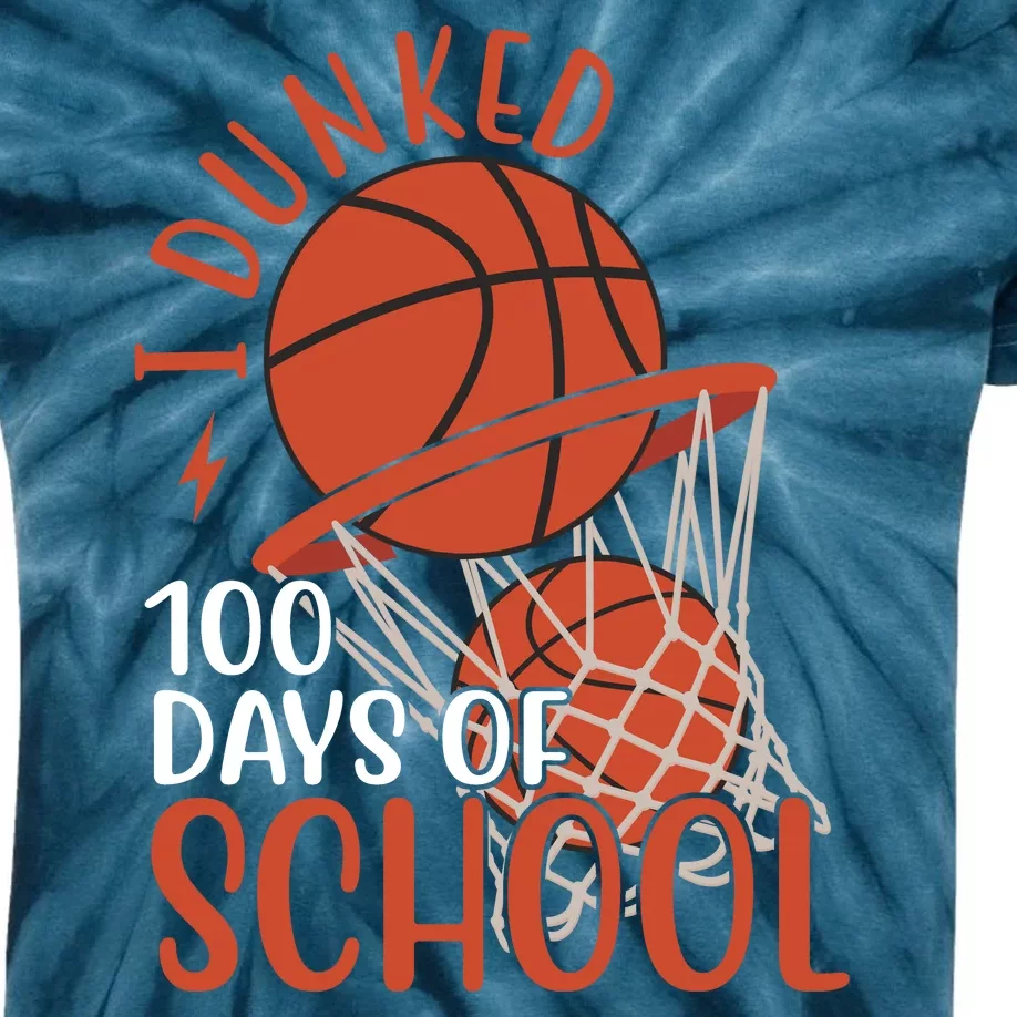 I Dunked 100 Days Of School Basketball Kids Tie-Dye T-Shirt