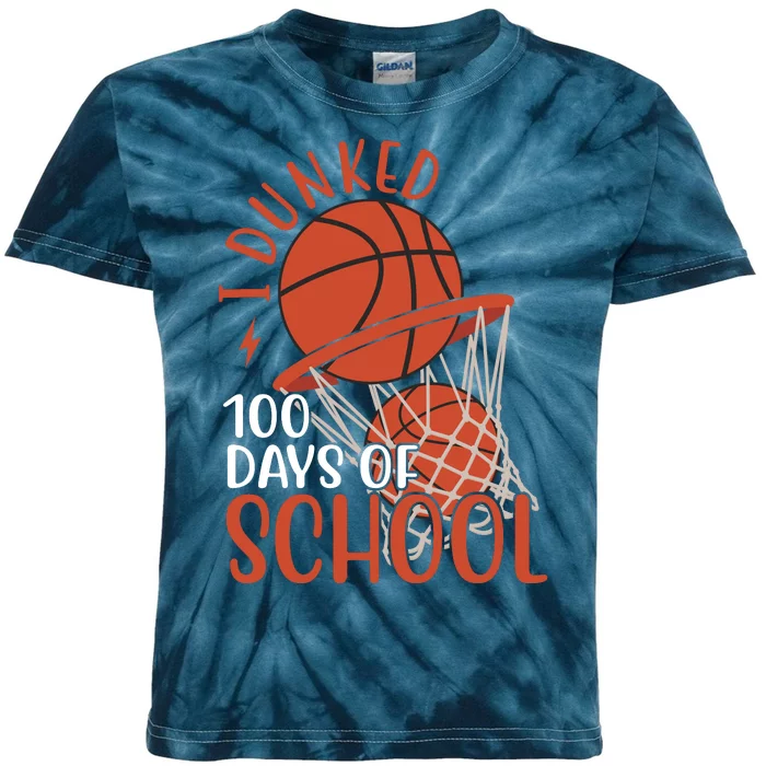 I Dunked 100 Days Of School Basketball Kids Tie-Dye T-Shirt