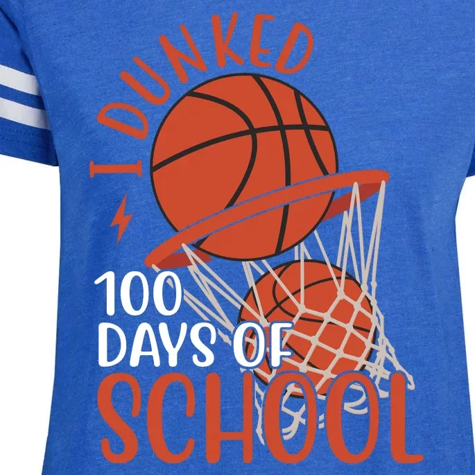 I Dunked 100 Days Of School Basketball Enza Ladies Jersey Football T-Shirt