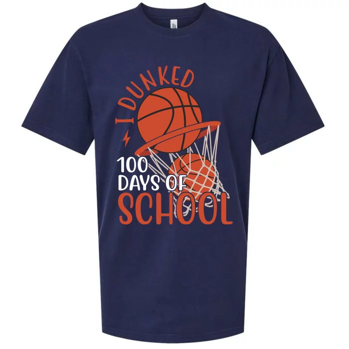 I Dunked 100 Days Of School Basketball Sueded Cloud Jersey T-Shirt