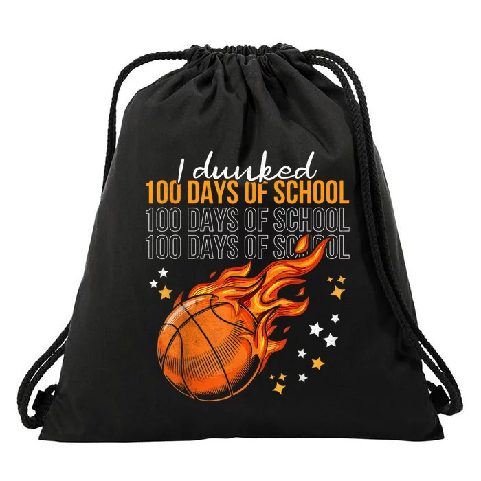 I Dunked 100 Days Of School Basketball 100th Day Of School Drawstring Bag